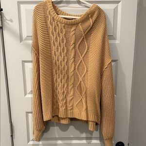 Cozy Cable Knit Sweater - Tan